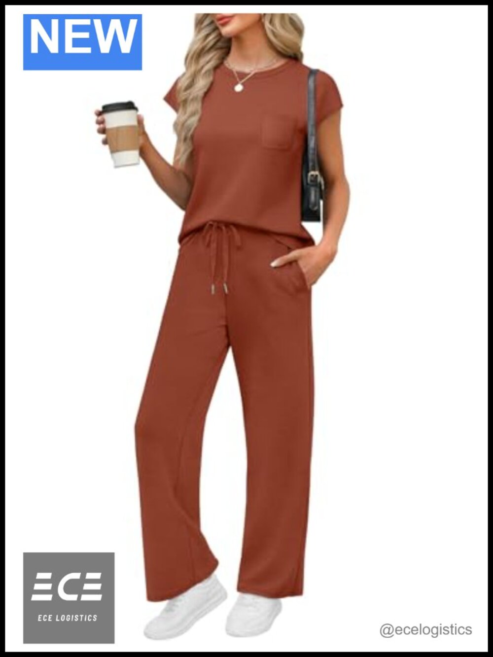 Womens 2 Piece Lounge Set Cap Sleeve Wide Leg Pants Travel Vacation Outfit